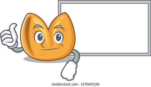 Fortune cookie Cute character Thumbs up with board