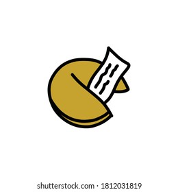 fortune cookie doodle icon, vector illustration