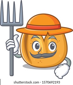 Fortune cookie as Farmer cartoon character with hat and tools
