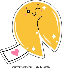 Fortune cookie funny character. minimalist sticker
