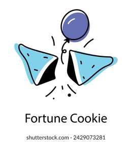 Icono dibujado a mano de galleta de la fortuna