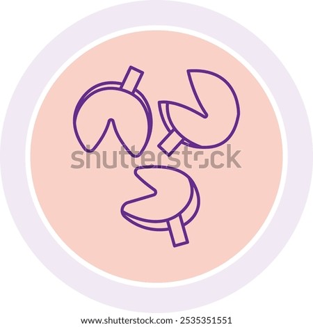 Fortune Cookie Icon Representing Good Luck, Surprises, and Cultural Traditions, Perfect for Highlighting Celebrations, Asian Cuisine, and Fun Dining Experiences with a Playful and Engaging Design.