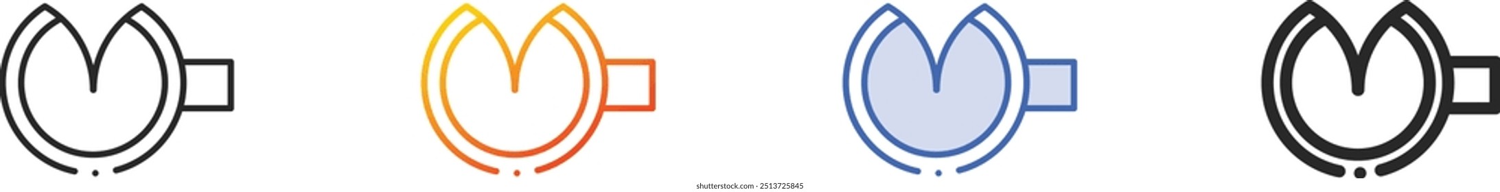 ícone de biscoito da sorte. Linear fino, gradiente, traço azul e negrito Design de estilo isolado no fundo branco