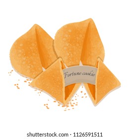 Fortune cookie isolated on white tasty backdrop bakery