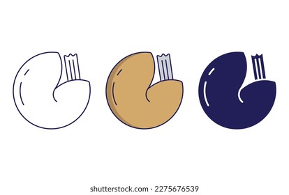 Fortune Cookie line and solid illustration icon