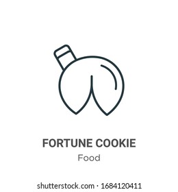Fortune cookie outline vector icon. Thin line black fortune cookie icon, flat vector simple element illustration from editable food concept isolated stroke on white background