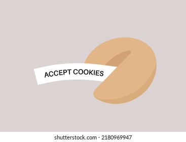 A fortune cookie with a prophesy sign Accept cookies svg