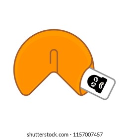 Fortune cookie Robbery isolated. Robber on paper prediction. Vector illustration
