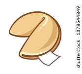 Fortune cookie vector cartoon illustration isolated on white. Food, dessert, good fortune theme design element.