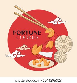 Fortune cookies banner with sign in flat design