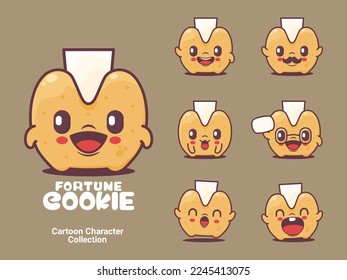 fortune cookies cartoon. vector illustration with different expressions