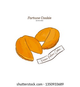 Fortune cookies, Hand-drawn sketch vector illustration .