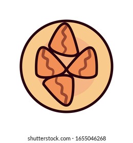 fortune cookies line and fill style icon design, fast food eat restaurant menu dinner lunch cooking and meal theme Vector illustration