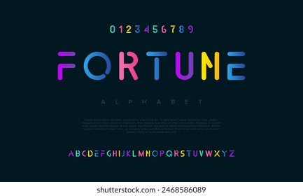 Fortune kreative geometrische moderne städtische Alphabet-Schrift. Digital abstrakt futuristisch, Mode, Sport, minimale Technologie Typografie. Einfache numerische Vektorillustration