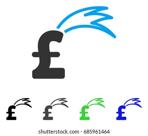 Fortune Falling Pound flat vector pictogram. Colored fortune falling pound gray, black, blue, green pictogram variants. Flat icon style for application design.