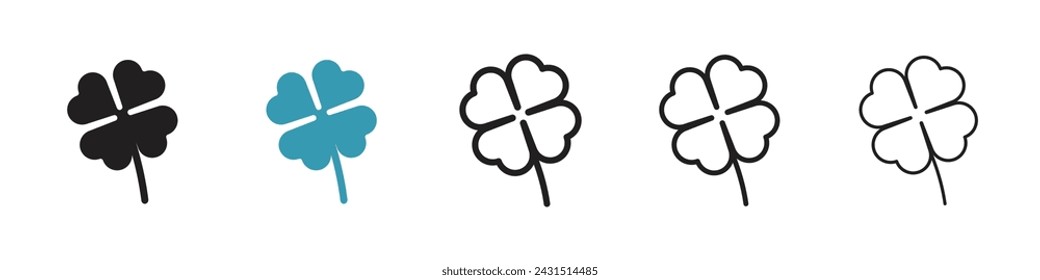 Fortune Foliage Vector Icon Set. Prosperous Shamrock Vector Symbol for UI Design.