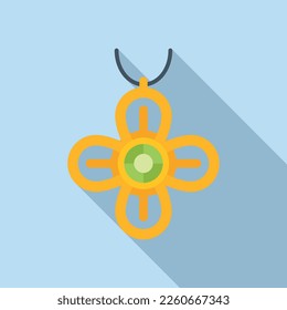 Fortune gem cross icon flat vector. Japan lucky. Amulet luck