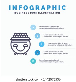 Fortune, Gold, Luck, Patrick, Pot Line icon with 5 steps presentation infographics Background