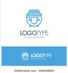 Fortune, Gold, Luck, Patrick, Pot Blue Outline Logo Place for Tagline. Vector Icon Template background
