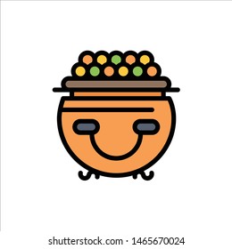 Fortune, Gold, Luck, Patrick, Pot  Flat Color Icon. Vector icon banner Template. Vector Icon Template background