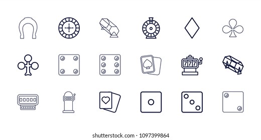 Fortune icon. collection of 18 fortune outline icons such as clubs, diamonds, roulette, slot machine, dice, lottery, spades. editable fortune icons for web and mobile.