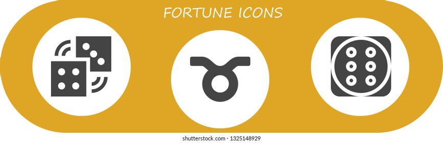 fortune icon set. 3 filled fortune icons.  Simple modern icons about  - Dices, Taurus, Dice