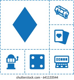 Fortune icon. set of 6 fortune filled icons such as diamonds, dice, lottery, spades