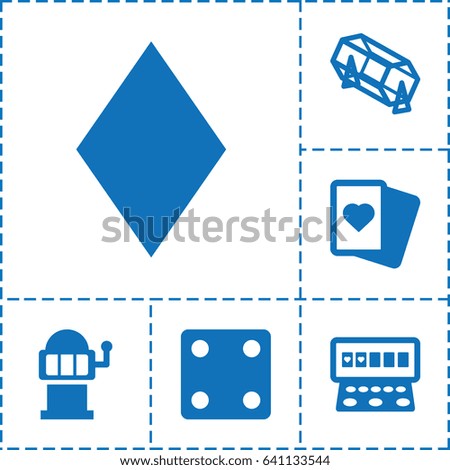 Fortune icon. set of 6 fortune filled icons such as diamonds, dice, lottery, spades