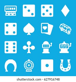 Fortune icons set. set of 16 fortune filled icons such as Spades, Clubs, Diamonds, Slot machine, Dice, Roulette, lottery