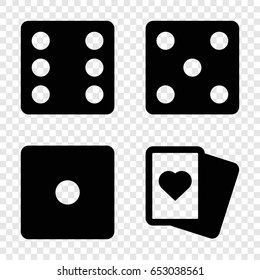 Fortune icons set. set of 4 fortune filled icons such as dice