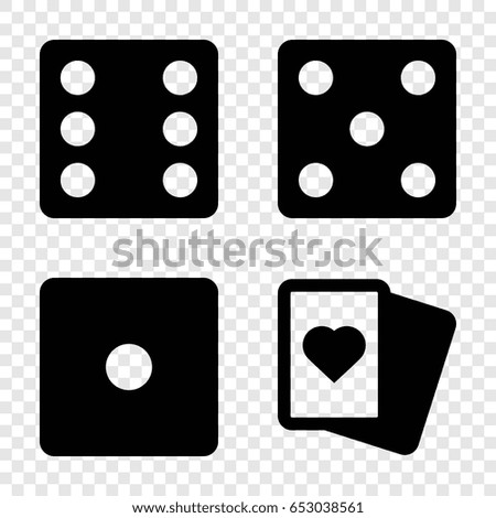 Fortune icons set. set of 4 fortune filled icons such as dice