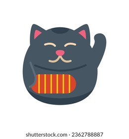 Fortune lucky cat icon flat vector. Japan neko. Maneki luck isolated