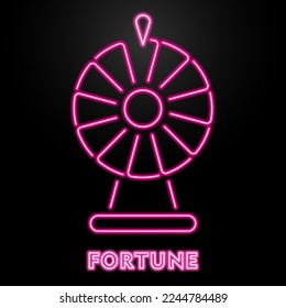 fortune neon sign, modern glowing banner design, colorful modern design trends on black background. Vector illustration.