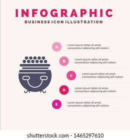 Fortune Pot, Solid Icon Infographics 5 Steps Presentation Background. Vector Icon Template background