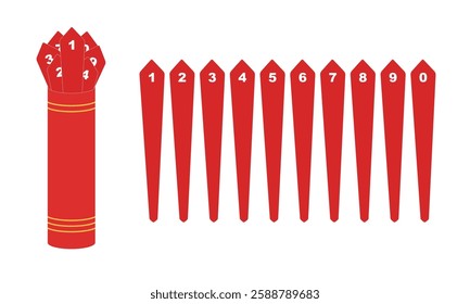 Fortune stick.Chinese fortune telling sticks isolated on white background.