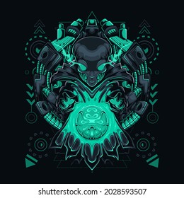 Fortune teller alien cyberpunk art
