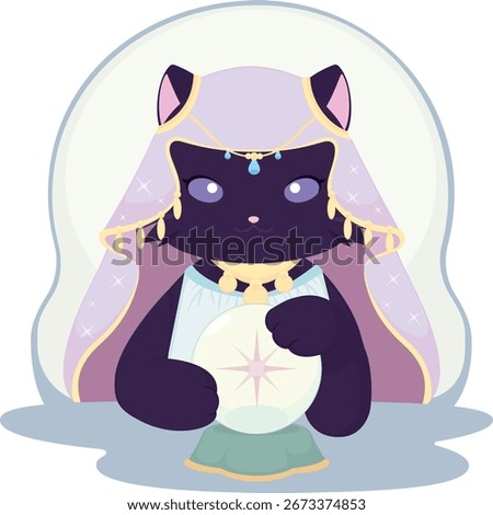 Fortune Teller Cat with Crystal Ball