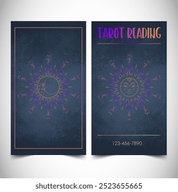 Fortune teller, coach, mystic healer business card design template. Vector illustration.