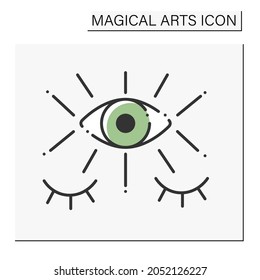  Fortune teller color icon. Third eye. Seecrees. Future predictions. Magical arts concept. Isolated vector illustration