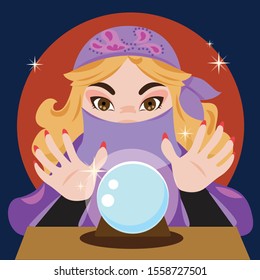 A fortune teller and crystal ball.