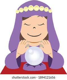 Contador de fortuna con una bola de cristal.