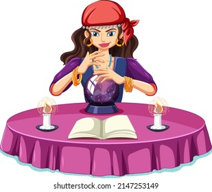 Contador de fortuna con ilustración de bola de cristal