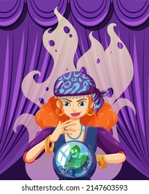 Fortune teller with crystal ball illustration