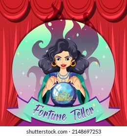 Fortune teller with crystal ball illustration