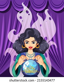 Fortune teller with crystal ball illustration