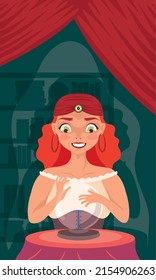 adivino con personaje de la escena de la bola de cristal