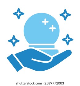 Fortune Teller dual tone blue color, mini illustration icon. use for modern concept, print, UI, UX kit, web and app development. Vector EPS 10, related to entertainment, festival, funfair and hobbies.