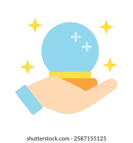 Fortune Teller flat color, mini illustration icon. use for modern concept, print, UI, UX kit, web and app development. Vector EPS 10, related to entertainment, festival, funfair and hobbies.