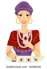 A Fortune Teller Holding a Card - Vector