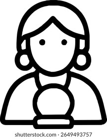Fortune teller icon illustration outline stroke minimalist black line	
